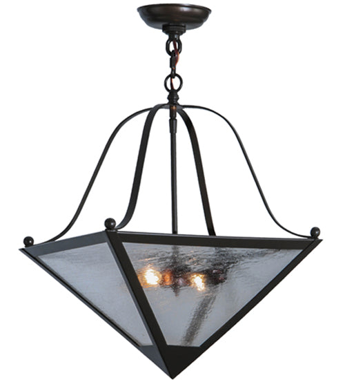 Meyda Lighting Zale 23" 2-Light Timeless Bronze Inverted Pendant Light With Clear Seeded Shade Glass