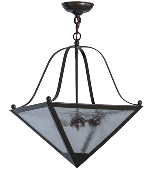 Meyda Lighting Zale 23" 2-Light Timeless Bronze Inverted Pendant Light With Clear Seeded Shade Glass