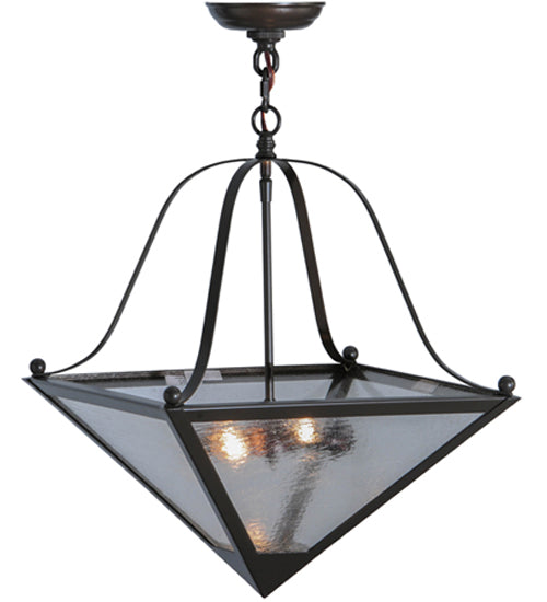 Meyda Lighting Zale 23" 2-Light Timeless Bronze Inverted Pendant Light With Clear Seeded Shade Glass