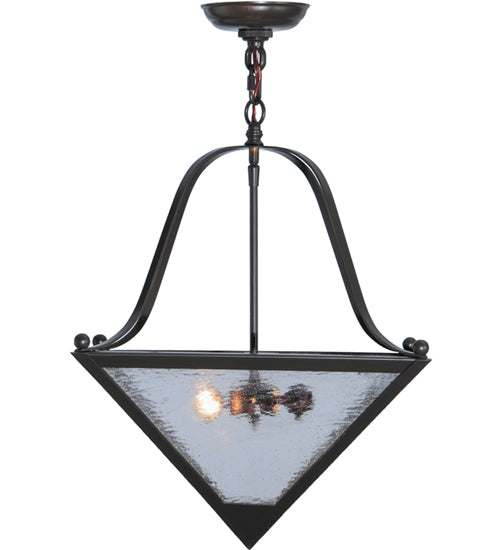Meyda Lighting Zale 23" 2-Light Timeless Bronze Inverted Pendant Light With Clear Seeded Shade Glass