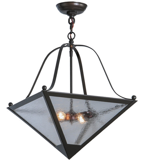 Meyda Lighting Zale 23" 2-Light Timeless Bronze Inverted Pendant Light With Clear Seeded Shade Glass