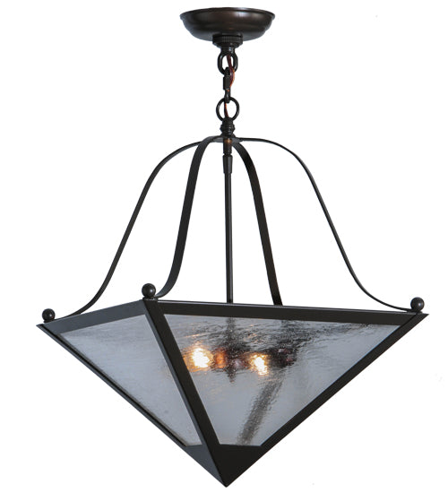 Meyda Lighting Zale 23" 2-Light Timeless Bronze Inverted Pendant Light With Clear Seeded Shade Glass