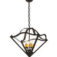 Meyda Lighting Zale 23" 4-Light Wrought Iron Inverted Pendant Light With Ivory Faux Candlelight