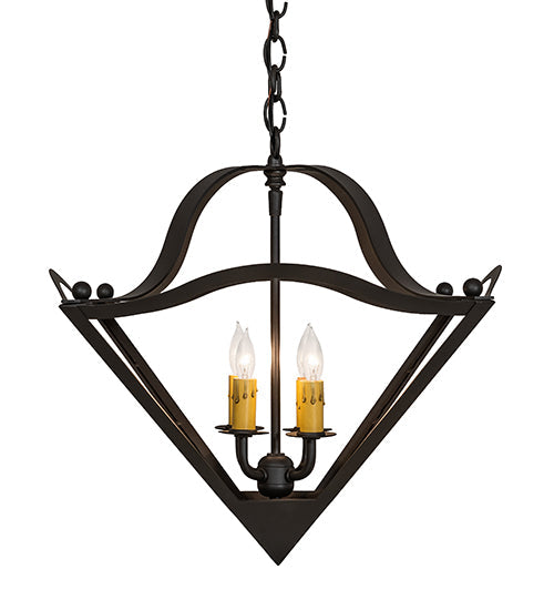 Meyda Lighting Zale 23" 4-Light Wrought Iron Inverted Pendant Light With Ivory Faux Candlelight