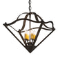 Meyda Lighting Zale 23" 4-Light Wrought Iron Inverted Pendant Light With Ivory Faux Candlelight