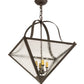 Meyda Lighting Zale 28" 4-Light Gilded Tobacco Inverted Pendant Light With Clear Seeded Shade Glass