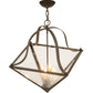 Meyda Lighting Zale 28" 4-Light Gilded Tobacco Inverted Pendant Light With Clear Seeded Shade Glass