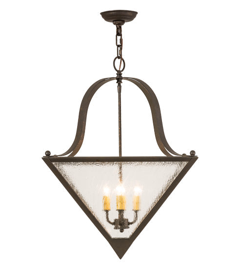 Meyda Lighting Zale 28" 4-Light Gilded Tobacco Inverted Pendant Light With Clear Seeded Shade Glass