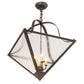 Meyda Lighting Zale 28" 4-Light Gilded Tobacco Inverted Pendant Light With Clear Seeded Shade Glass