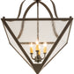 Meyda Lighting Zale 28" 4-Light Gilded Tobacco Inverted Pendant Light With Clear Seeded Shade Glass
