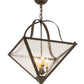 Meyda Lighting Zale 28" 4-Light Gilded Tobacco Inverted Pendant Light With Clear Seeded Shade Glass