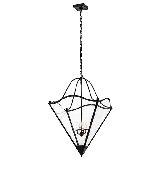 Meyda Lighting Zale 34" 4-Light Blackwash Inverted Pendant Light With Clear Shade Glass