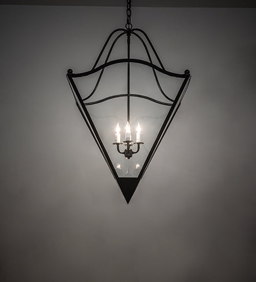 Meyda Lighting Zale 34" 4-Light Blackwash Inverted Pendant Light With Clear Shade Glass