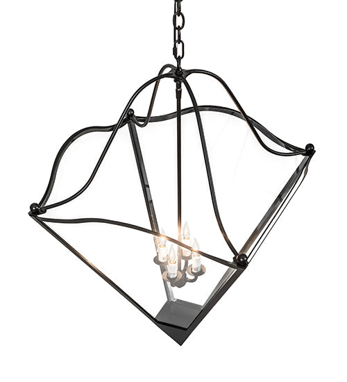 Meyda Lighting Zale 34" 4-Light Blackwash Inverted Pendant Light With Clear Shade Glass