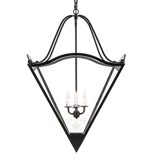 Meyda Lighting Zale 34" 4-Light Blackwash Inverted Pendant Light With Clear Shade Glass