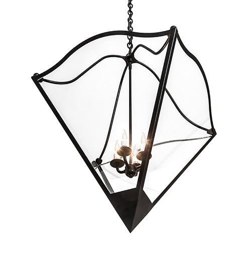 Meyda Lighting Zale 34" 4-Light Blackwash Inverted Pendant Light With Clear Shade Glass