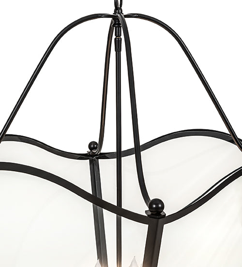 Meyda Lighting Zale 34" 4-Light Blackwash Inverted Pendant Light With Clear Shade Glass