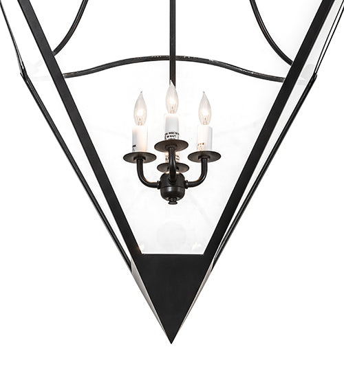 Meyda Lighting Zale 34" 4-Light Blackwash Inverted Pendant Light With Clear Shade Glass
