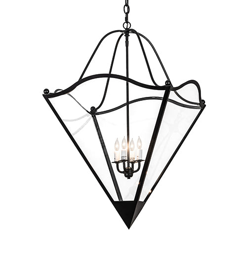 Meyda Lighting Zale 34" 4-Light Blackwash Inverted Pendant Light With Clear Shade Glass