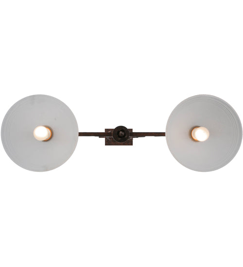 Meyda Lighting Zamora 40" 2-Light Rusty Nail Island Pendant Light White Scavo Shade Glass
