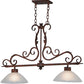 Meyda Lighting Zamora 40" 2-Light Rusty Nail Island Pendant Light White Scavo Shade Glass