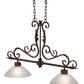 Meyda Lighting Zamora 40" 2-Light Rusty Nail Island Pendant Light White Scavo Shade Glass
