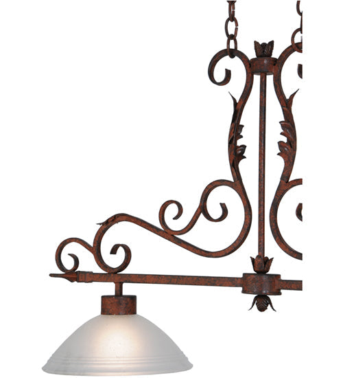 Meyda Lighting Zamora 40" 2-Light Rusty Nail Island Pendant Light White Scavo Shade Glass