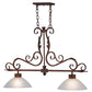 Meyda Lighting Zamora 40" 2-Light Rusty Nail Island Pendant Light White Scavo Shade Glass