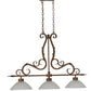 Meyda Lighting Zamora 49" 3-Light Antique Rust Island Pendant Light With White Scavo Shade Glass