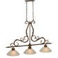 Meyda Lighting Zamora 49" 3-Light Antique Rust Island Pendant Light With White Scavo Shade Glass