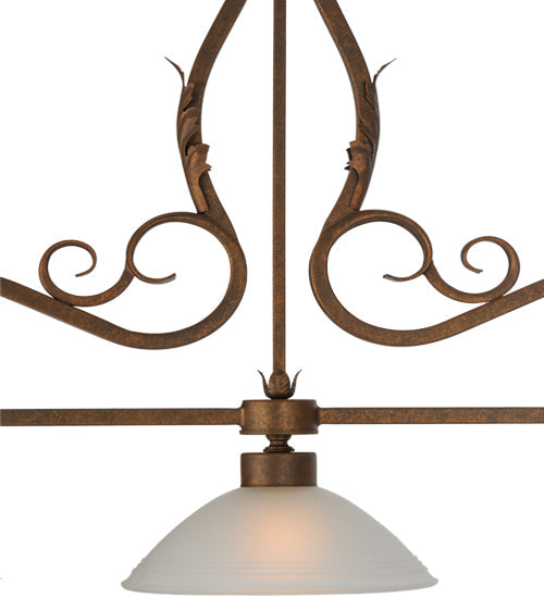 Meyda Lighting Zamora 49" 3-Light Antique Rust Island Pendant Light With White Scavo Shade Glass