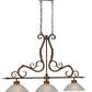 Meyda Lighting Zamora 49" 3-Light Antique Rust Island Pendant Light With White Scavo Shade Glass