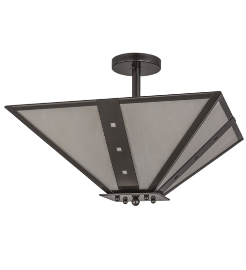 Meyda Lighting Zandra 34" 4-Light Bronze Metallic Semi-flush Mount Light With Creme Carrara Idalight Shade