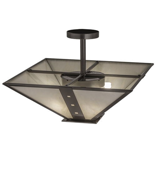 Meyda Lighting Zandra 34" 4-Light Bronze Metallic Semi-flush Mount Light With Creme Carrara Idalight Shade