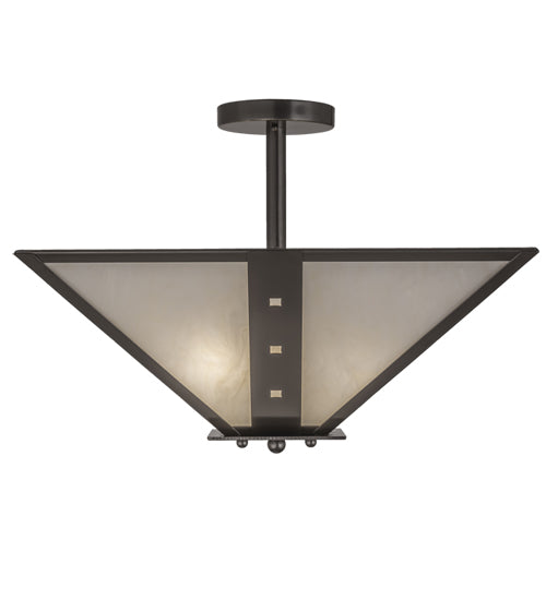 Meyda Lighting Zandra 34" 4-Light Bronze Metallic Semi-flush Mount Light With Creme Carrara Idalight Shade
