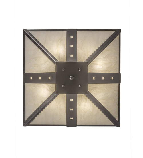 Meyda Lighting Zandra 34" 4-Light Bronze Metallic Semi-flush Mount Light With Creme Carrara Idalight Shade
