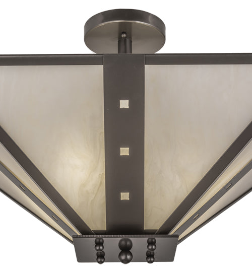 Meyda Lighting Zandra 34" 4-Light Bronze Metallic Semi-flush Mount Light With Creme Carrara Idalight Shade