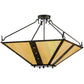 Meyda Lighting Zandra 43" 4-Light Antique Black Semi-flush Mount Ceiling Light With Beige Iridescent Shade Glass