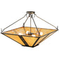Meyda Lighting Zandra 43" 4-Light Antique Black Semi-flush Mount Ceiling Light With Beige Iridescent Shade Glass