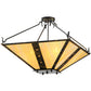 Meyda Lighting Zandra 43" 4-Light Antique Black Semi-flush Mount Ceiling Light With Beige Iridescent Shade Glass