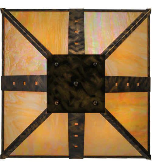 Meyda Lighting Zandra 43" 4-Light Antique Black Semi-flush Mount Ceiling Light With Beige Iridescent Shade Glass