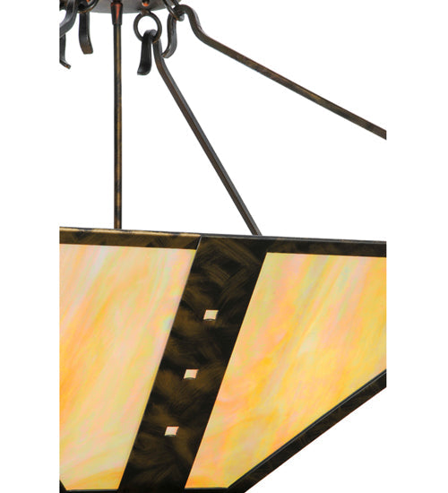 Meyda Lighting Zandra 43" 4-Light Antique Black Semi-flush Mount Ceiling Light With Beige Iridescent Shade Glass