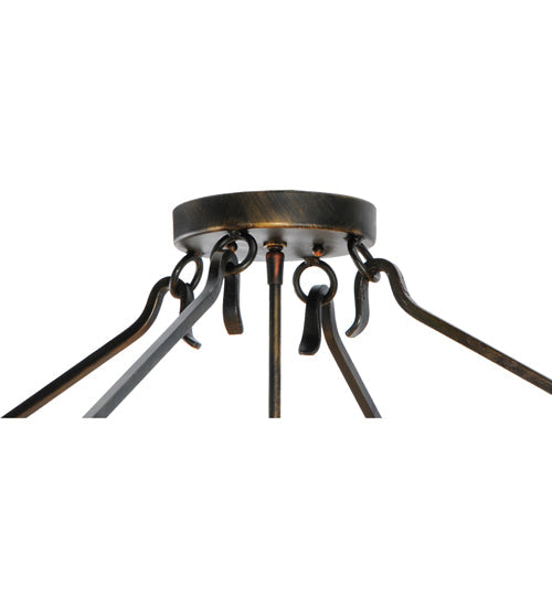 Meyda Lighting Zandra 43" 4-Light Antique Black Semi-flush Mount Ceiling Light With Beige Iridescent Shade Glass