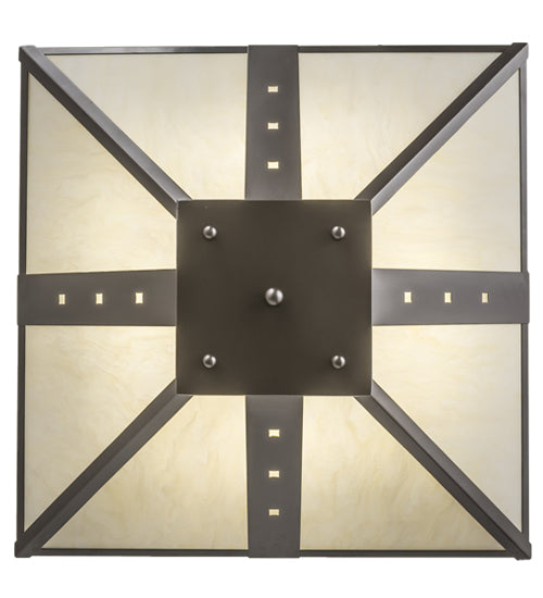 Meyda Lighting Zandra 44" 4-Light Bronze Metallic Inverted Pendant Light With Creme Carrara Idalight Shade