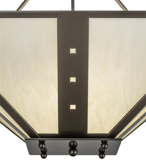 Meyda Lighting Zandra 44" 4-Light Bronze Metallic Inverted Pendant Light With Creme Carrara Idalight Shade