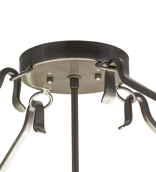 Meyda Lighting Zandra 44" 4-Light Bronze Metallic Inverted Pendant Light With Creme Carrara Idalight Shade