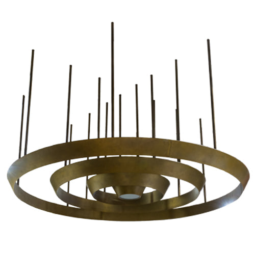 Meyda Lighting Zarkov 104" LED Gold Matte Pendant Light With Frosted Clear Shade Glass