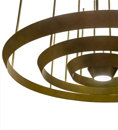 Meyda Lighting Zarkov 104" LED Gold Matte Pendant Light With Frosted Clear Shade Glass