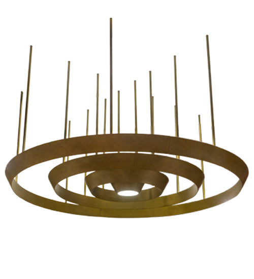 Meyda Lighting Zarkov 104" LED Gold Matte Pendant Light With Frosted Clear Shade Glass