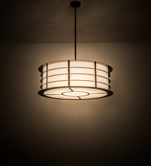 Meyda Lighting Zarkov 42" 6-Light Black Hills Gold Pendant Light With White Statuario Idalight Shade Glass